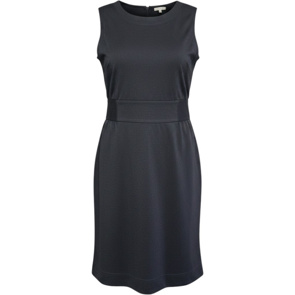 $80 BANANA REPUBLIC Black Sleeveless‎ Sheath Dress fit Button Accent Stretch L